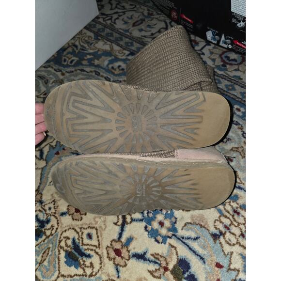 UGG brown knit fold over mid calf boots sz 9 - Picture 6 of 6